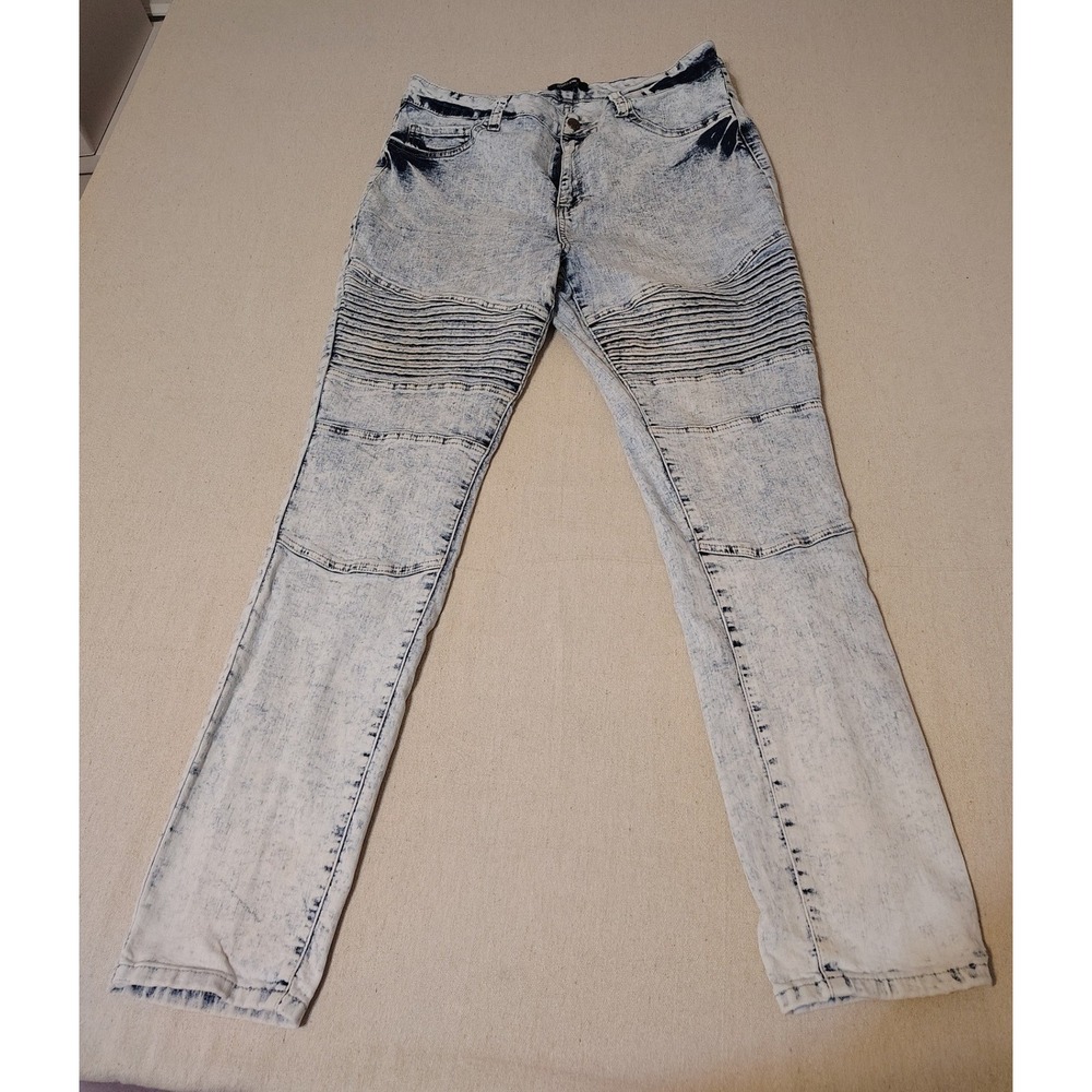 Vintage Y2k Cello Jeans Acid Wash Moto Denim Pants Size 18 Distress Streetwear 6